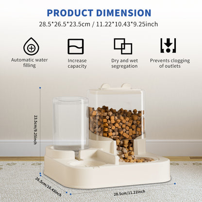 Transparent And Visible Pet Feeding And Drinking Dispenser Automatically