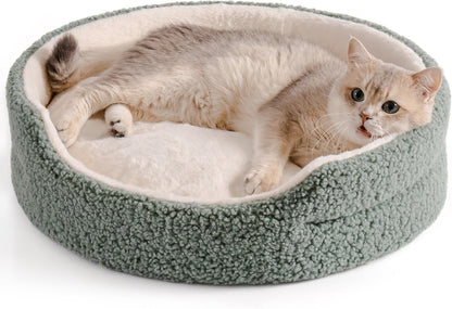 Bed With Non-Slip Bottom, Plush Indoor Cat Bed For Kittens & Puppies