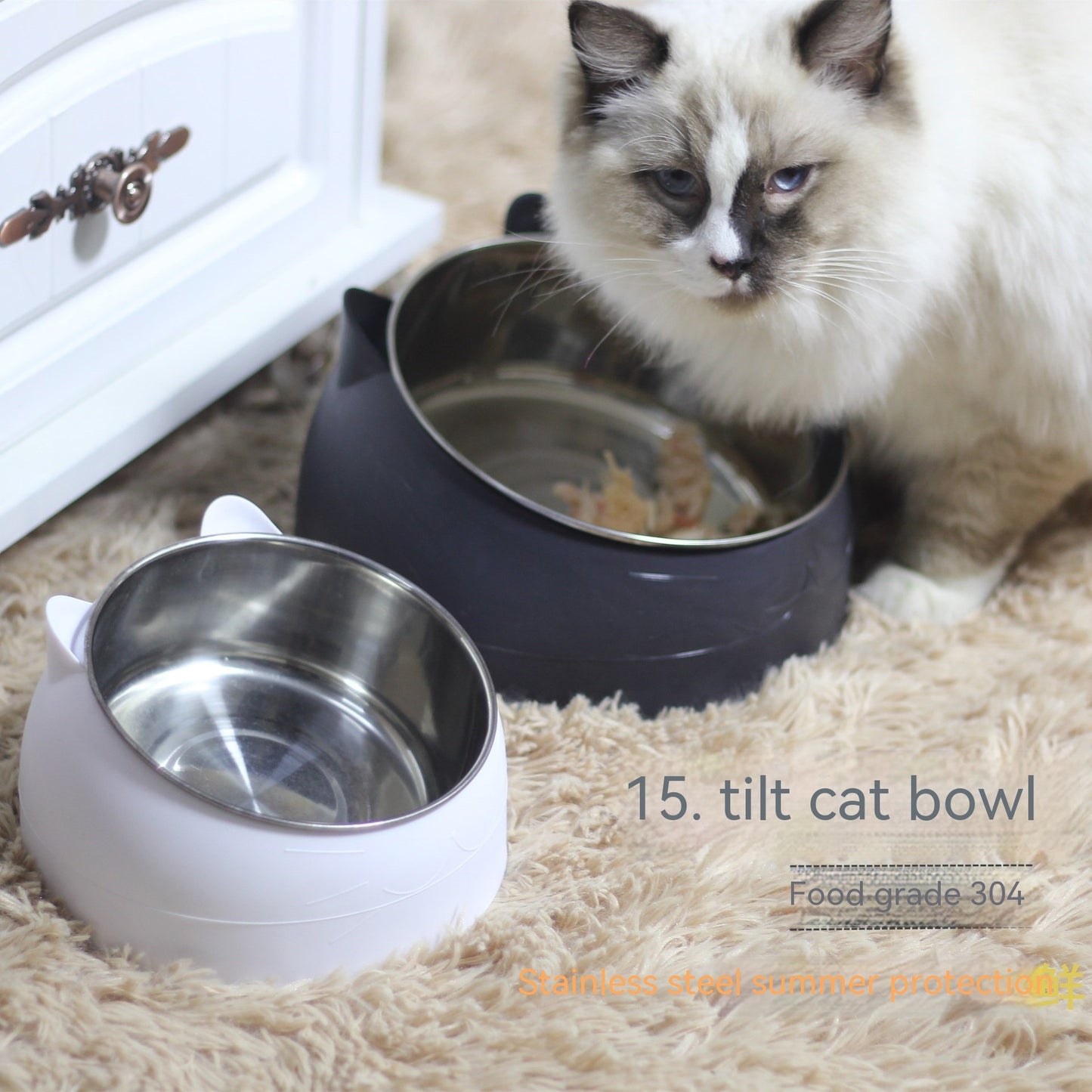 Stainless Steel Dog Bowl Double Bowl Cervical Protection