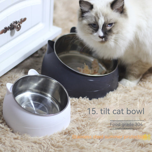 Stainless Steel Dog Bowl Double Bowl Cervical Protection