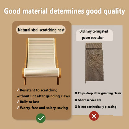 Natural Wood Durable Sisal Cat Hammock With Scratching Board