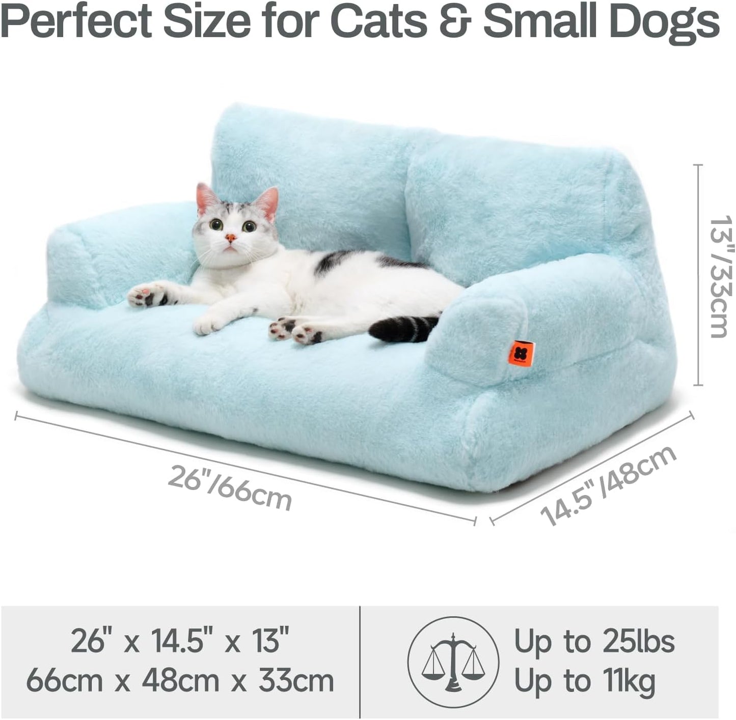Cat Bed For Indoor Cats - Washable Pet Couch With Non-Slip Bottom