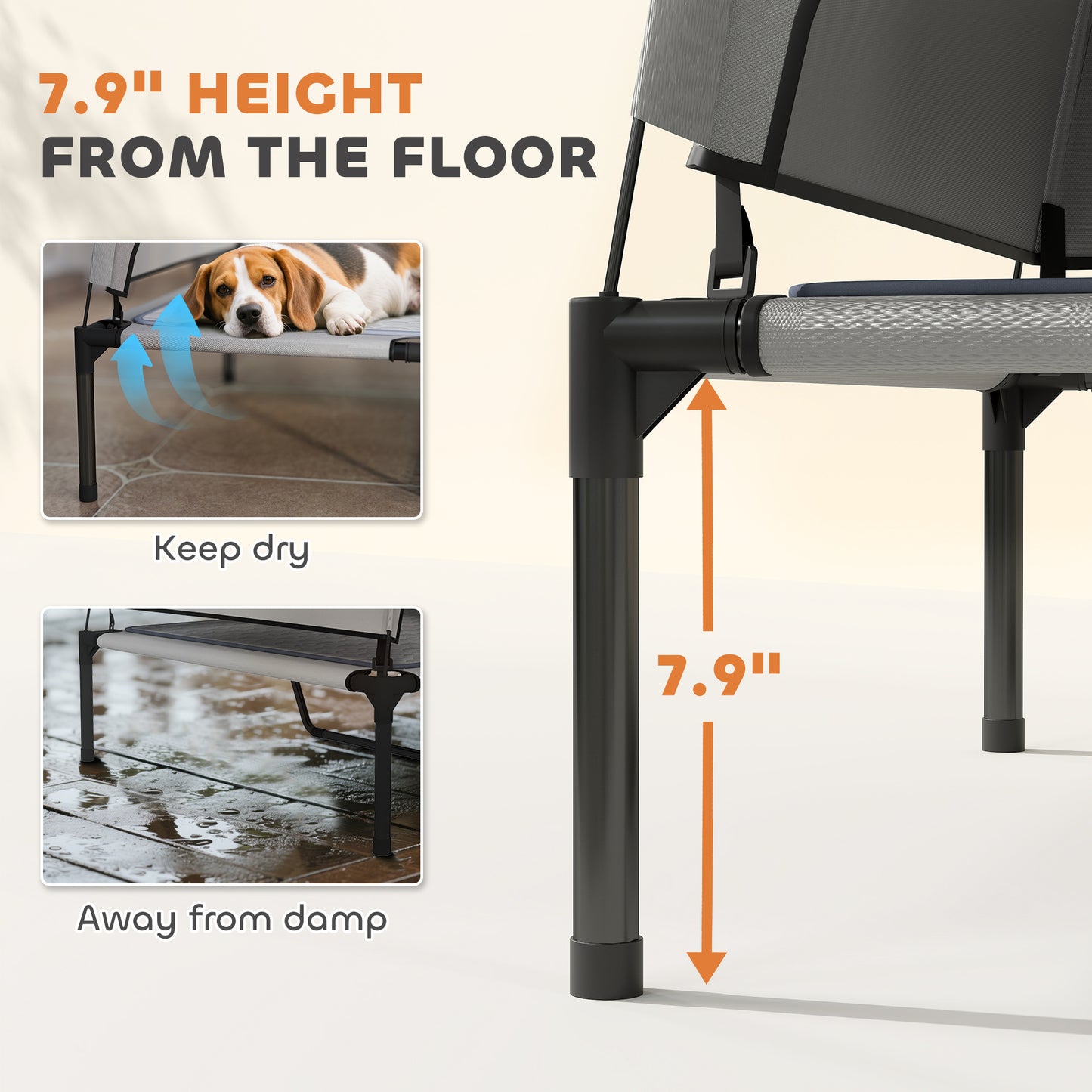 Portable Outside Raised Pet Cot with Cooling Pad, Storage Bag
