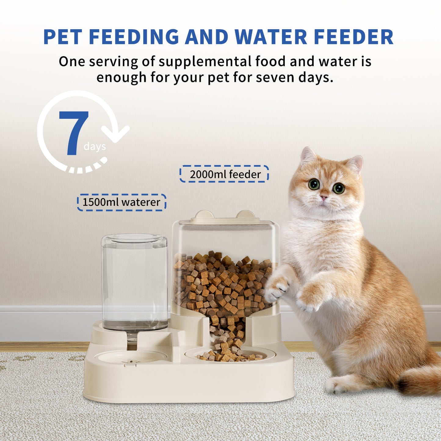 Transparent And Visible Pet Feeding And Drinking Dispenser Automatically