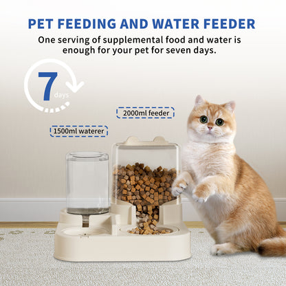 Transparent And Visible Pet Feeding And Drinking Dispenser Automatically