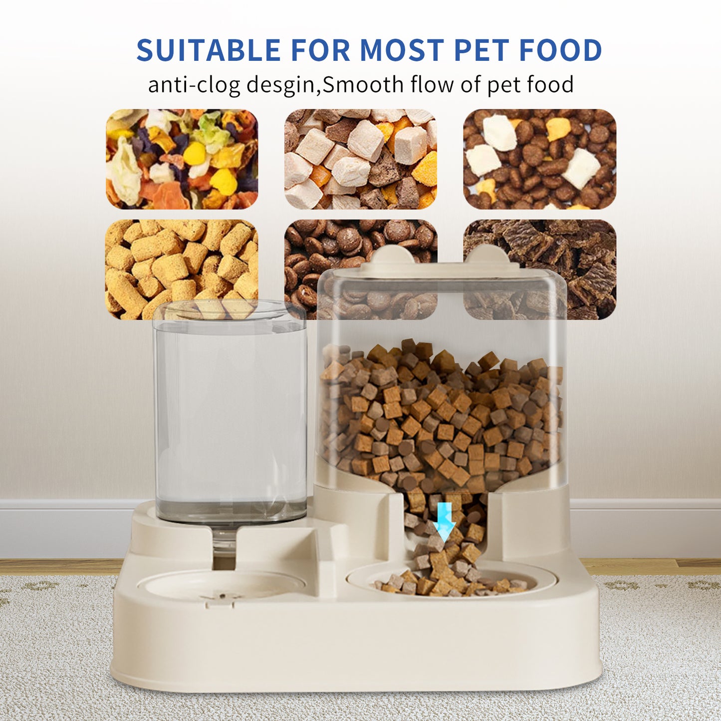 Transparent And Visible Pet Feeding And Drinking Dispenser Automatically