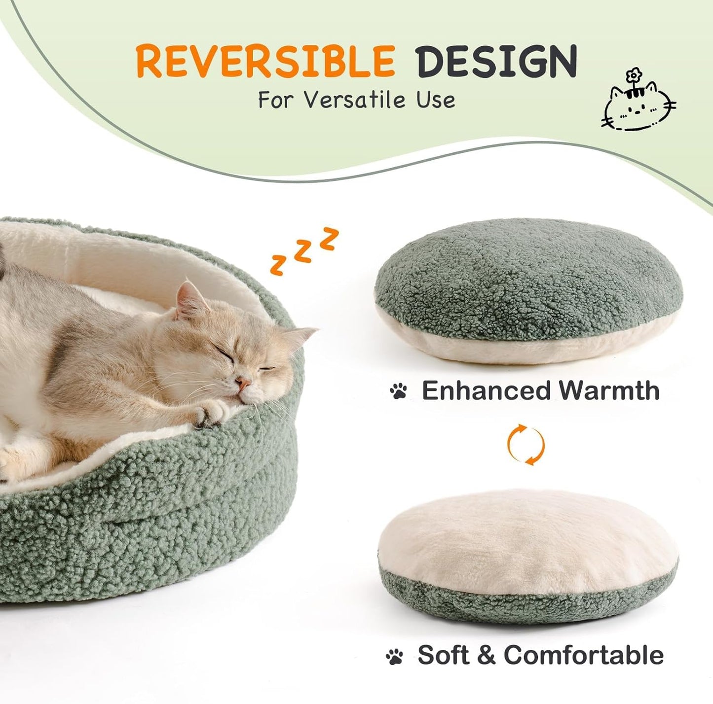 Bed With Non-Slip Bottom, Plush Indoor Cat Bed For Kittens & Puppies
