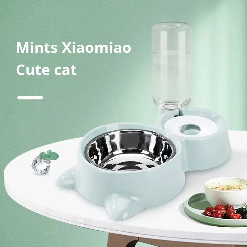 Pet Dog Cat Bowl Fountain Automatic Food Water Feeder Container