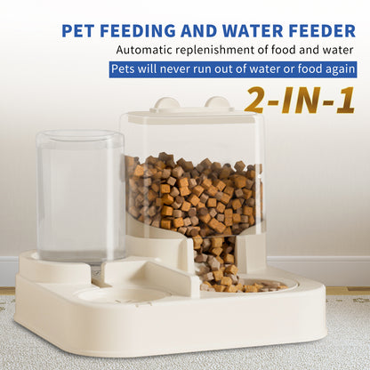 Transparent And Visible Pet Feeding And Drinking Dispenser Automatically
