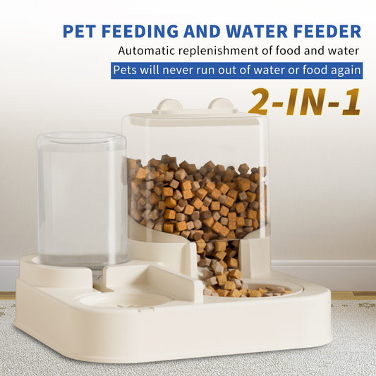 Transparent And Visible Pet Feeding And Drinking Dispenser Automatically