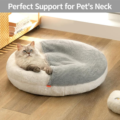 Washable Pet Bed With Blanket & Non-Slip Base For Cats