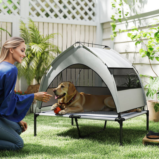 Portable Outside Raised Pet Cot with Cooling Pad, Storage Bag