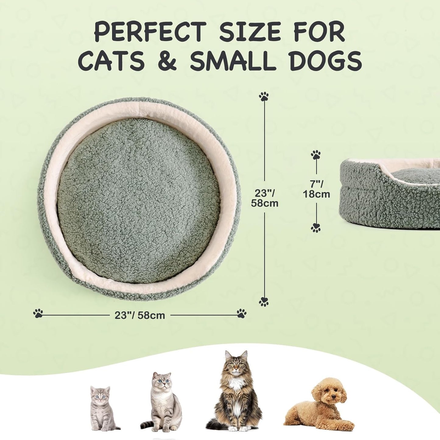 Bed With Non-Slip Bottom, Plush Indoor Cat Bed For Kittens & Puppies