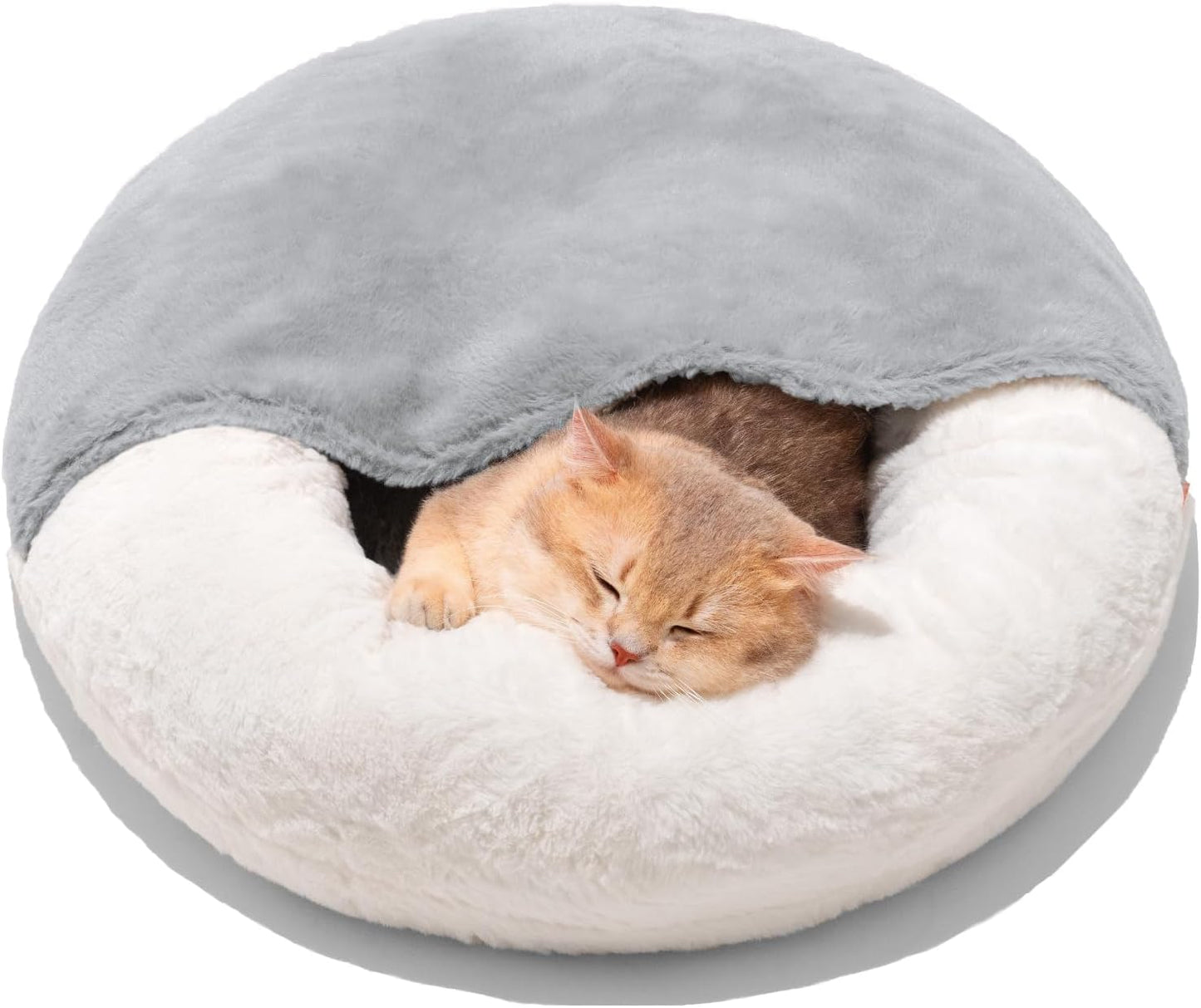 Washable Pet Bed With Blanket & Non-Slip Base For Cats