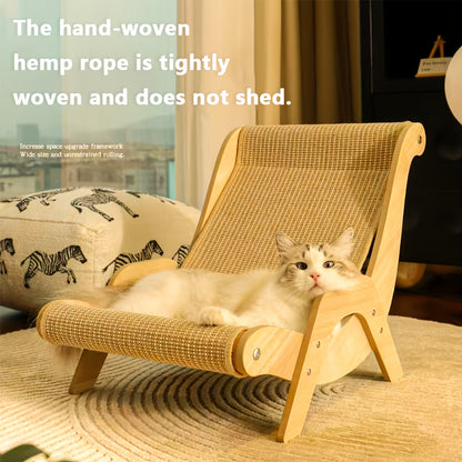 Natural Wood Durable Sisal Cat Hammock With Scratching Board